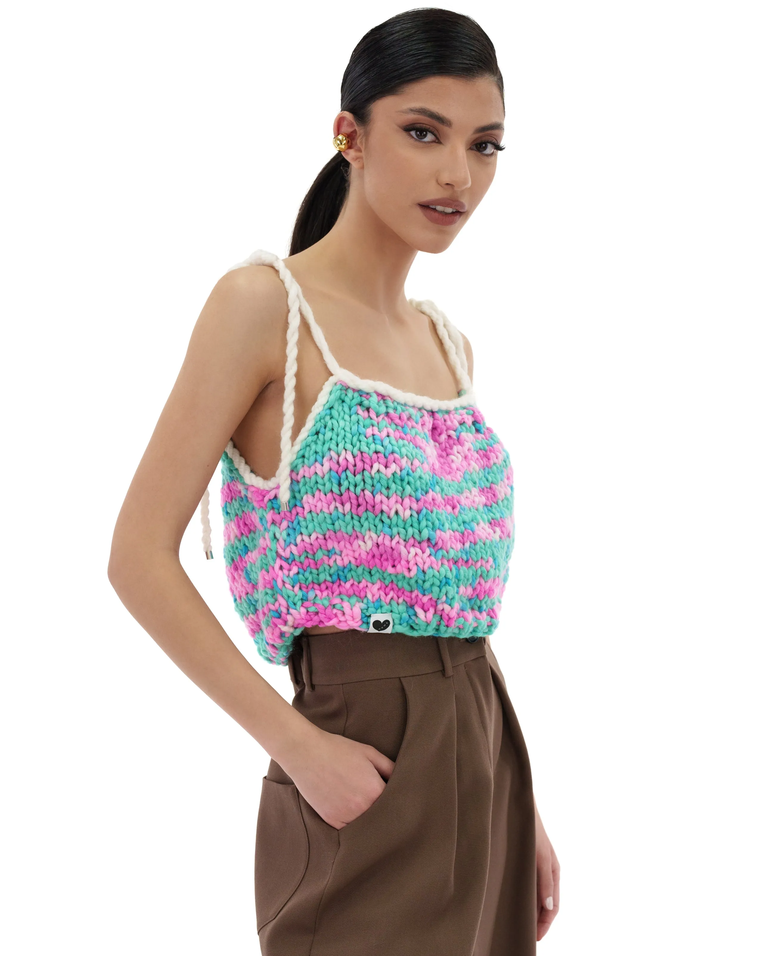 Rainbow Knit Crop Top