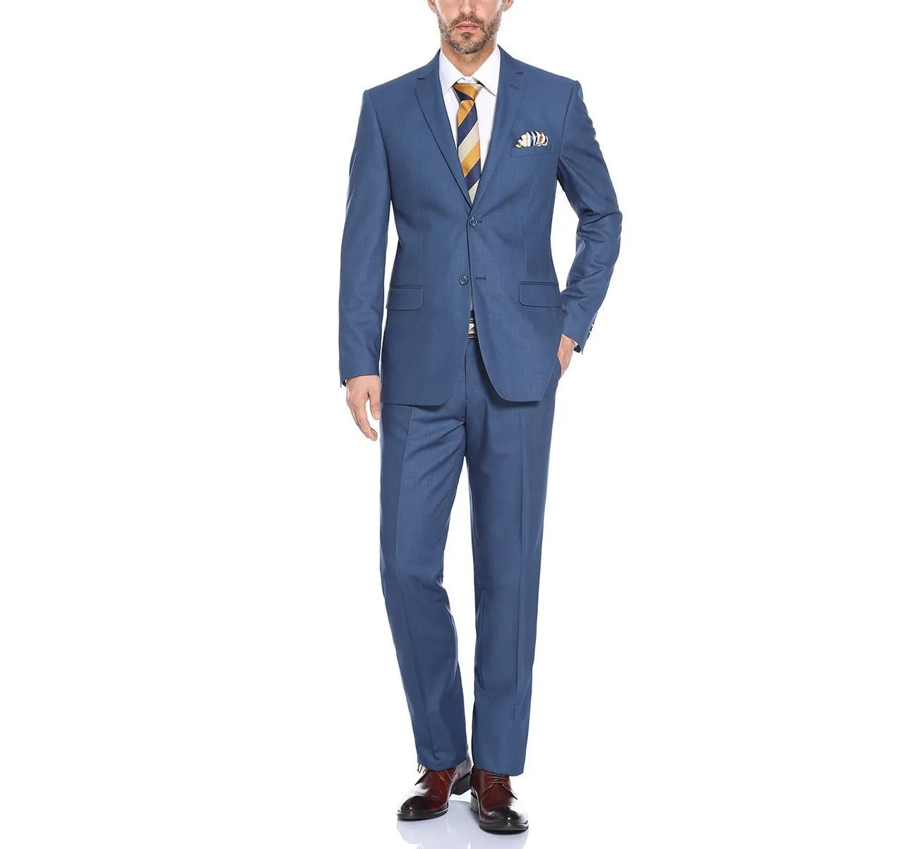 RENOIR 2-Piece Classic Fit Notch Lapel Navy Suit 2106-3