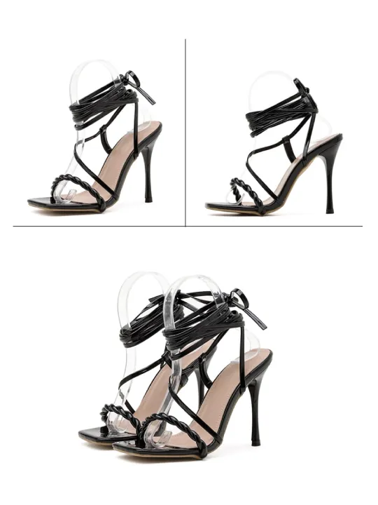 Roman Style Cross Strap Thin Heel Sandals