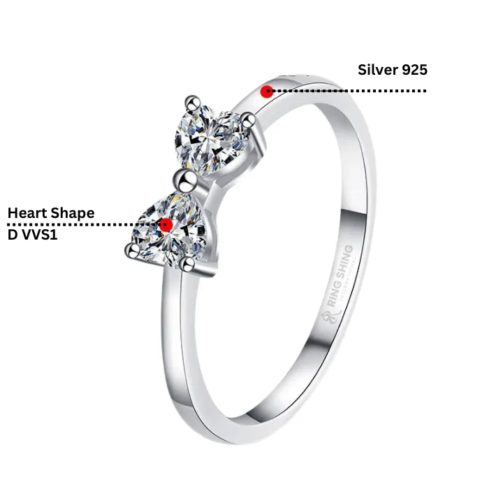 RSR-306 Stunning Double Heart-Shaped Moissanite Ring