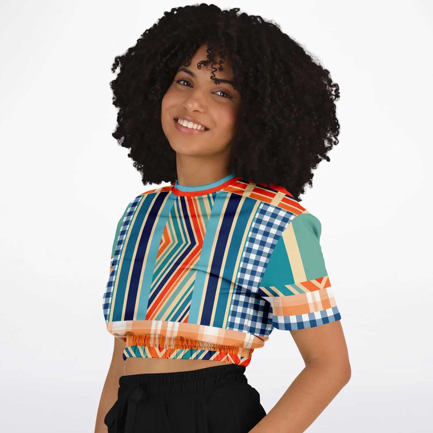 Salsa Time Short Sleeve Cropped Eco-Poly Sweater