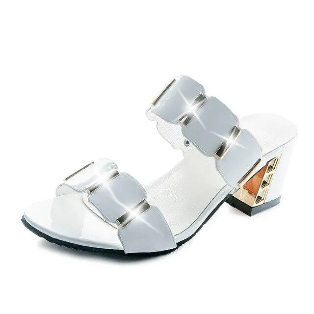 Sandals Square Heels Peep Toe