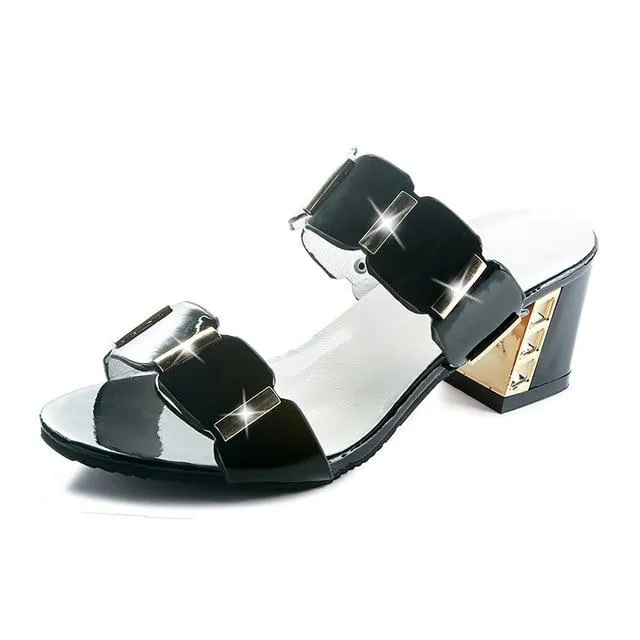 Sandals Square Heels Peep Toe