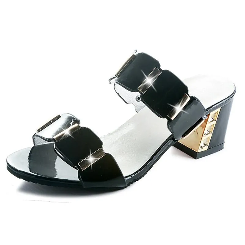 Sandals Square Heels Peep Toe