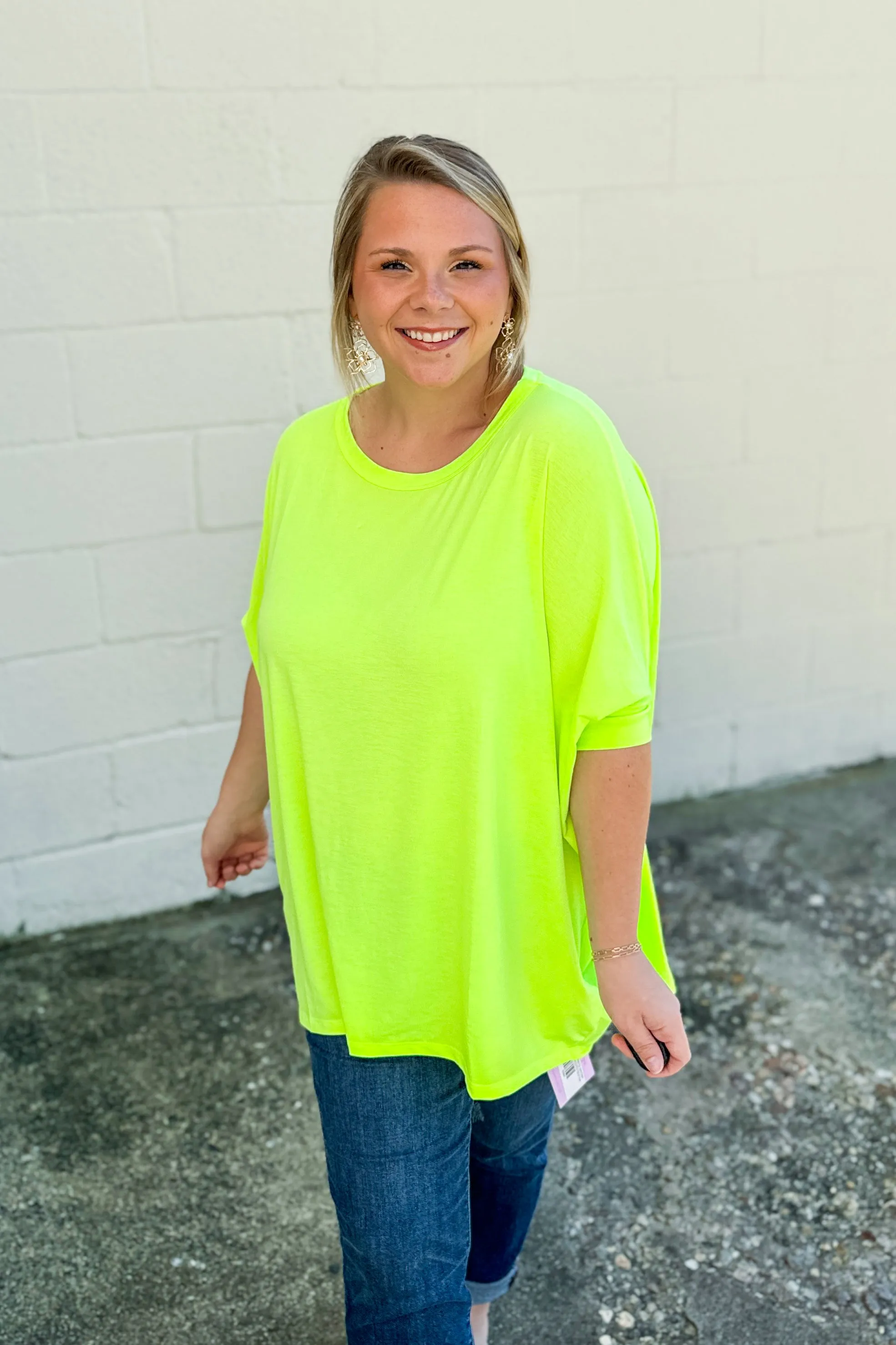 See Her Coming Oversized Top, Neon Green