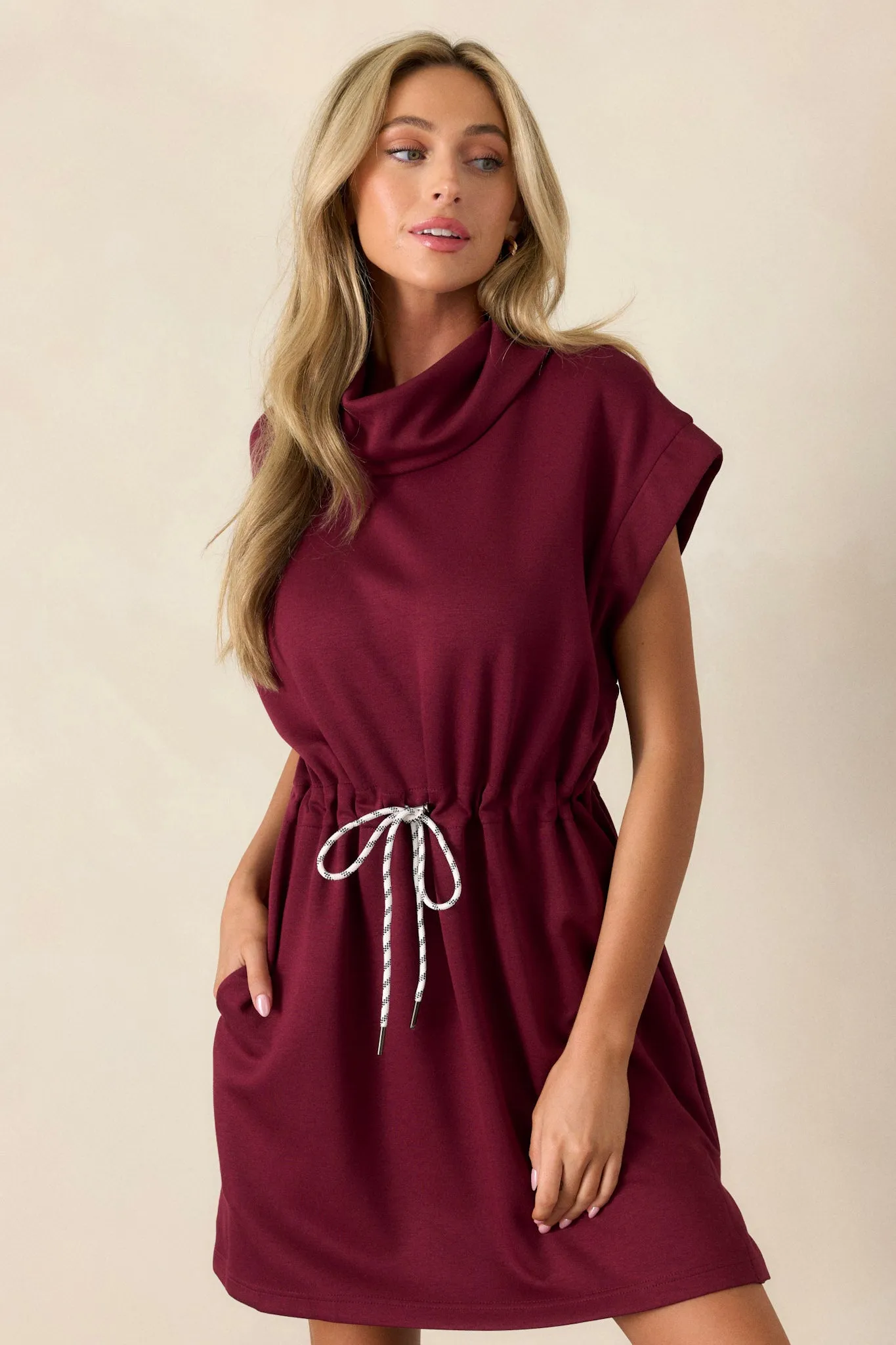 See The End Burgundy Drawstring Mini Dress