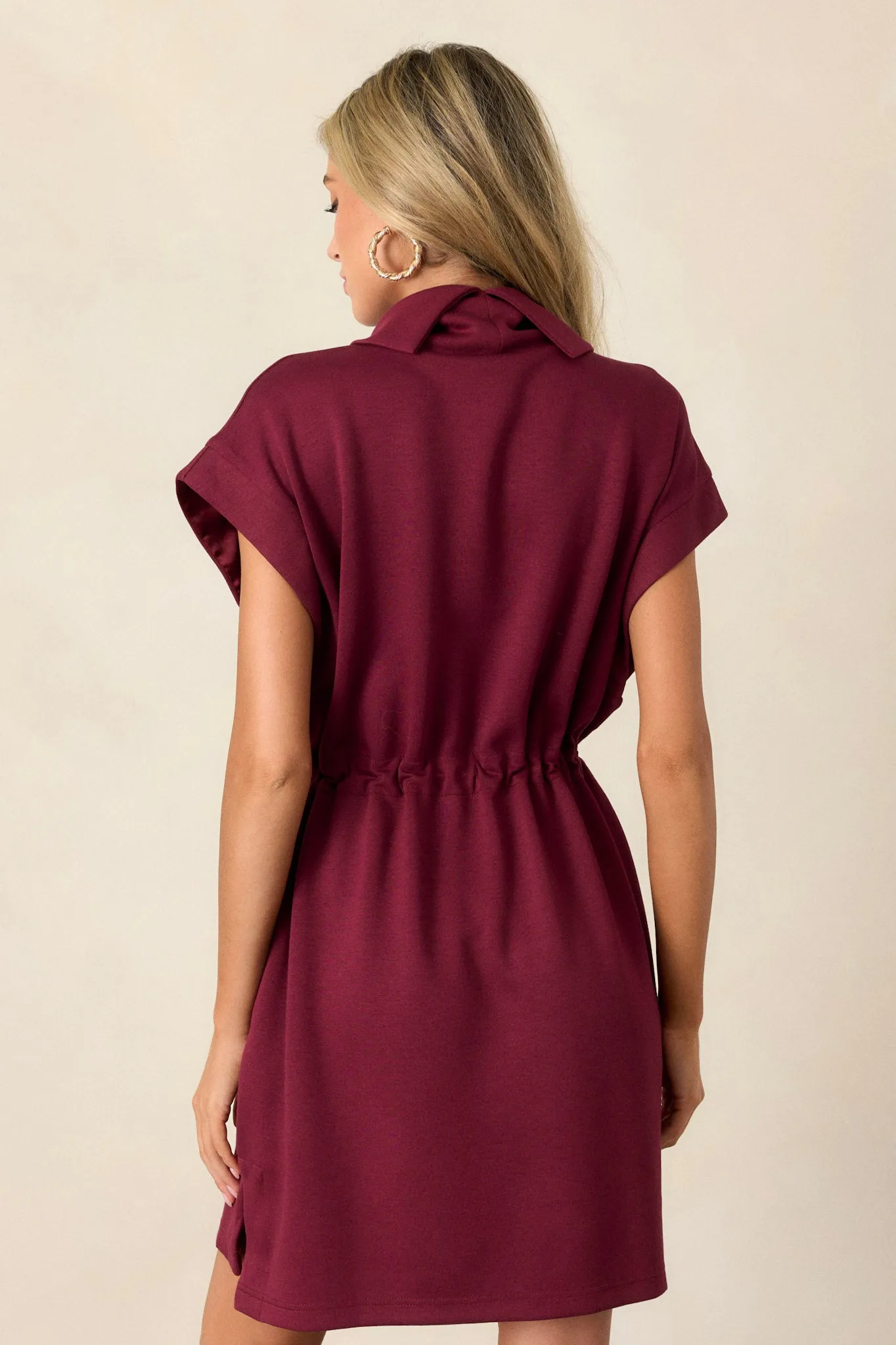 See The End Burgundy Drawstring Mini Dress