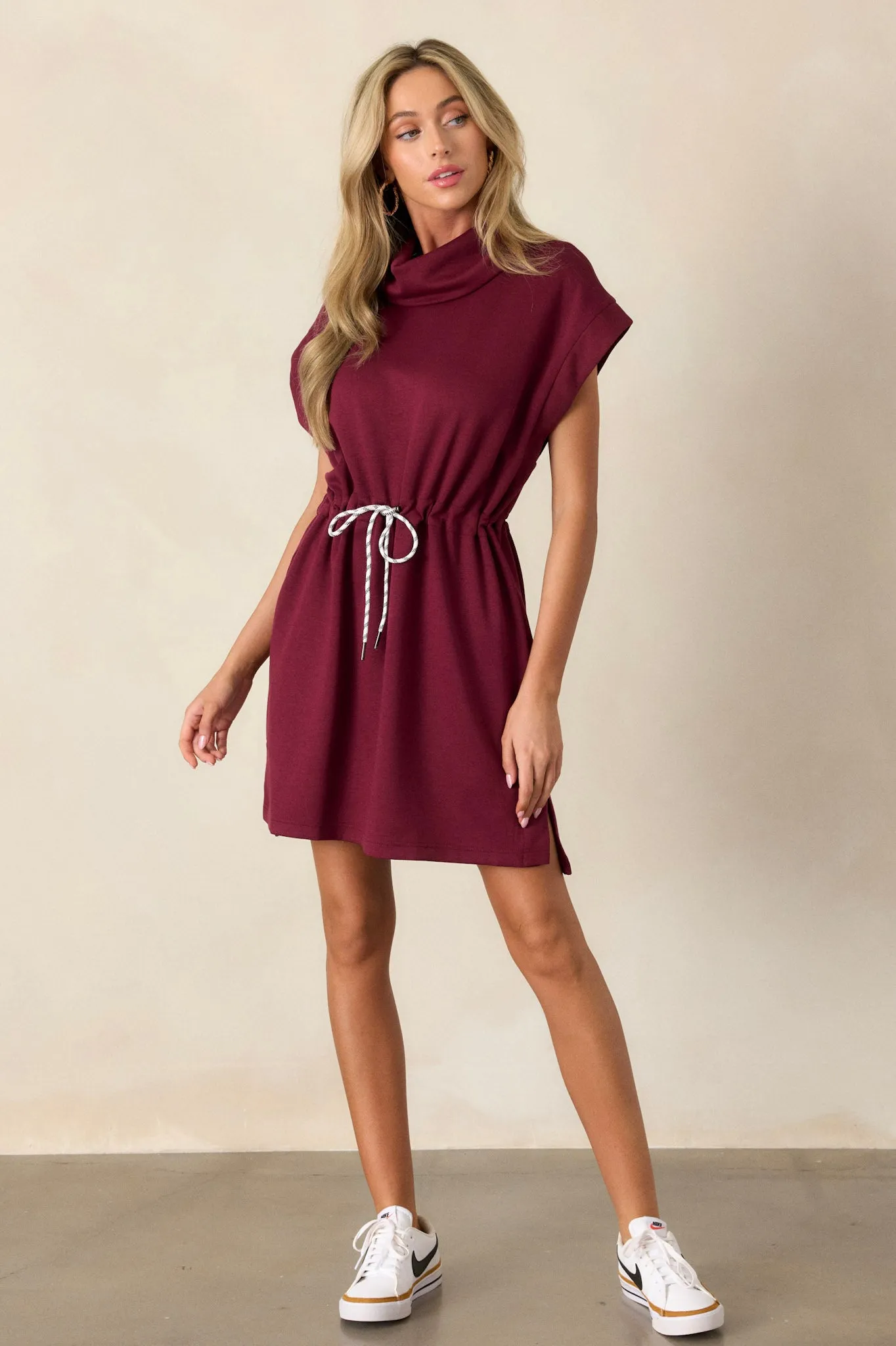 See The End Burgundy Drawstring Mini Dress