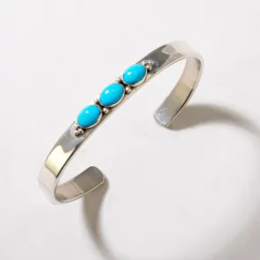 Sleeping Beauty Turquoise Navajo USA Native American Made 925 Sterling Silver Cuff