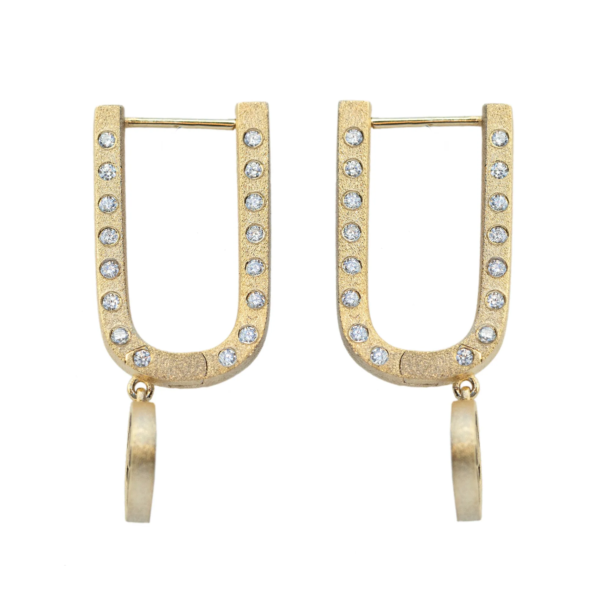 Small Hoop Earrings with Heliographic Charm in Vermeil Gold