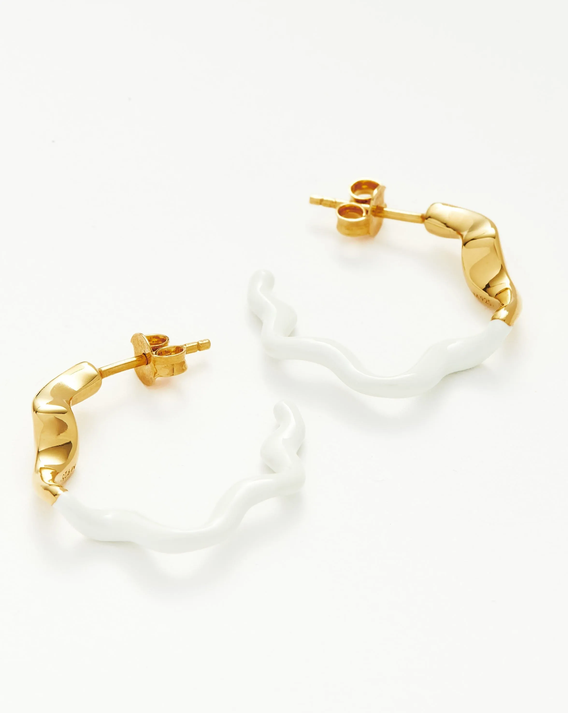 Squiggle Two Tone Enamel Medium Hoop Earrings