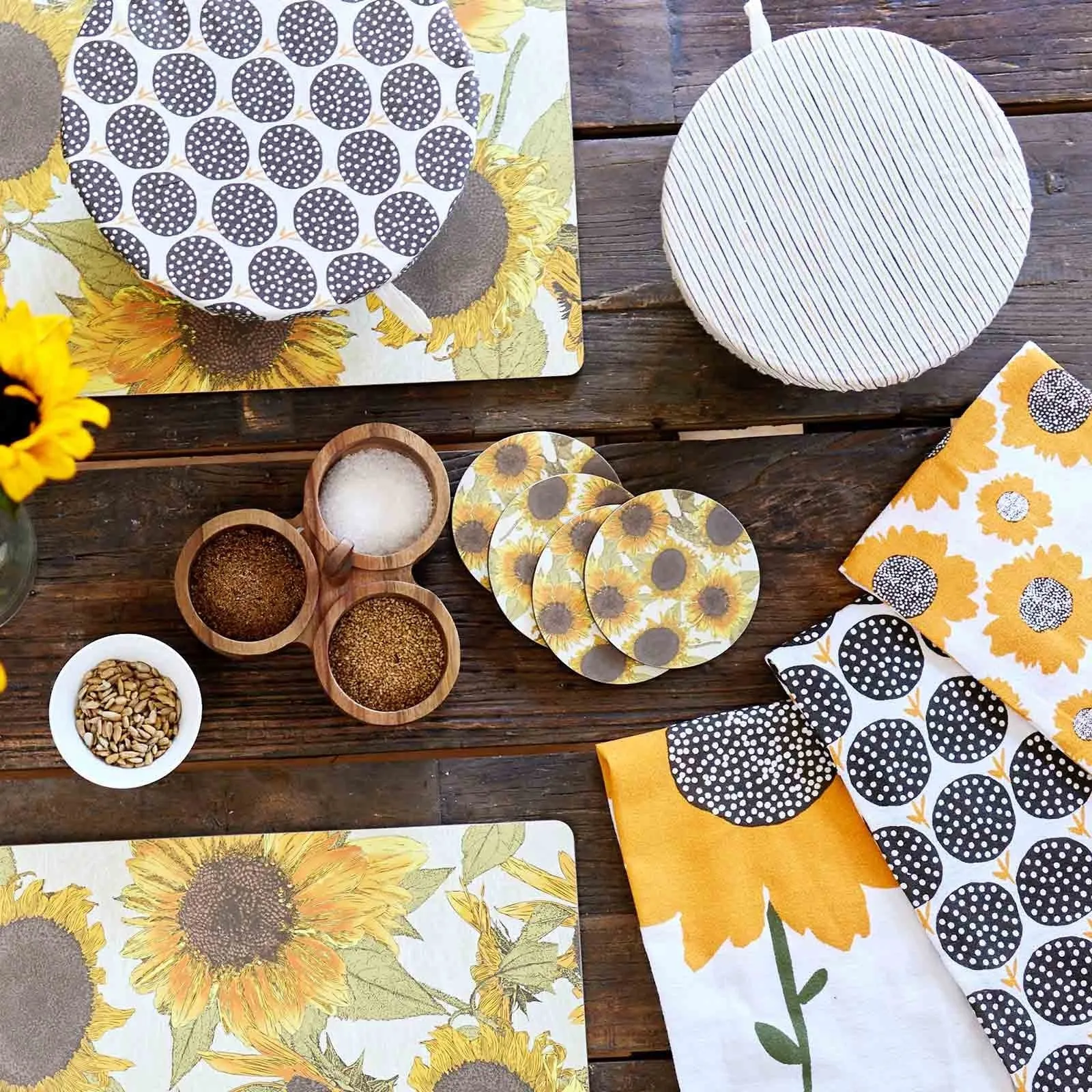 Sunflowers Round Art Coasters - Set of 4