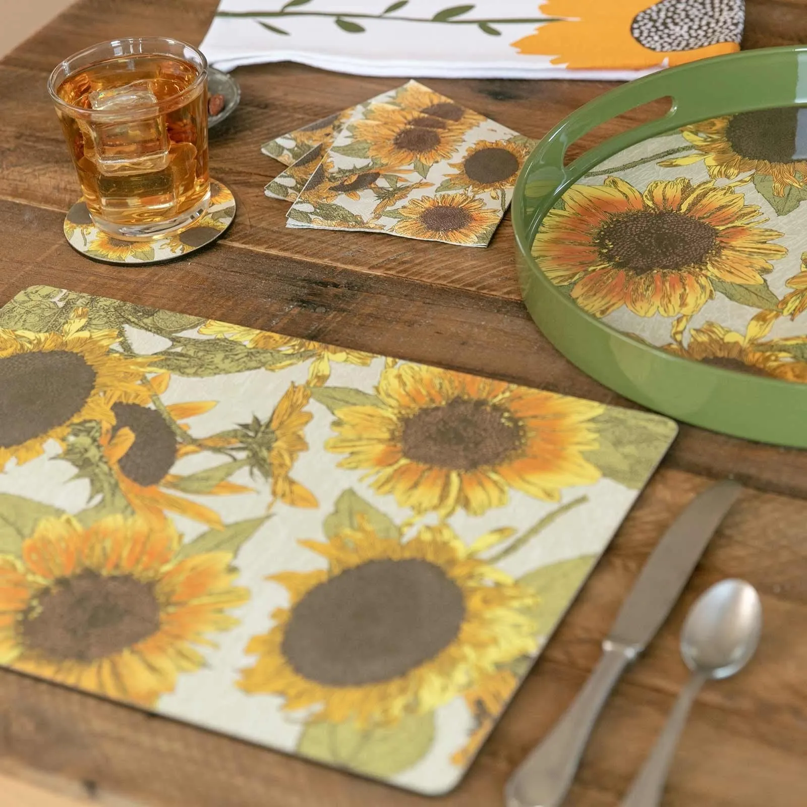 Sunflowers Round Art Coasters - Set of 4