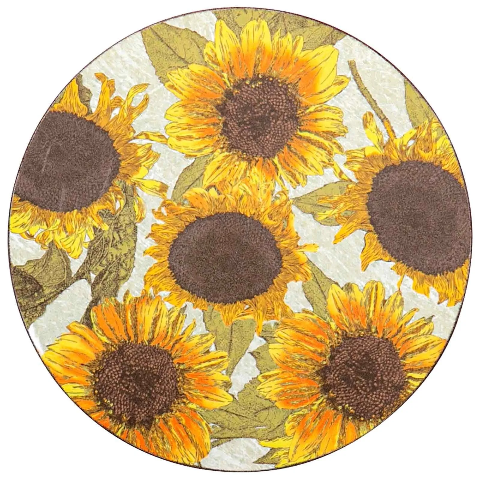 Sunflowers Round Art Coasters - Set of 4