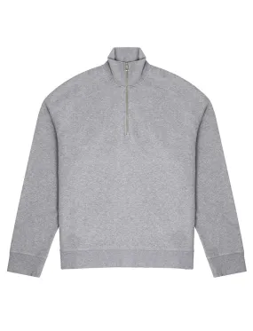 Sunspel Womens Half Zip Loopback Sweatshirt Grey Melange