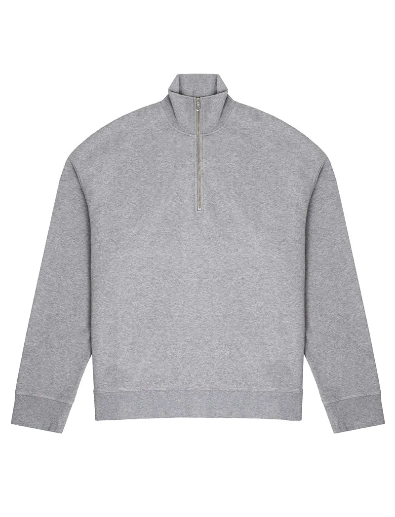 Sunspel Womens Half Zip Loopback Sweatshirt Grey Melange