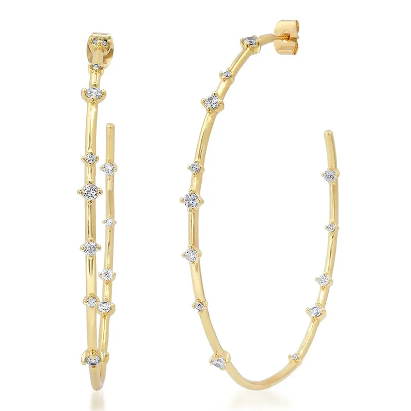 TAI RITTICHAI | Extra Large Gold Hoops with CZ Stations