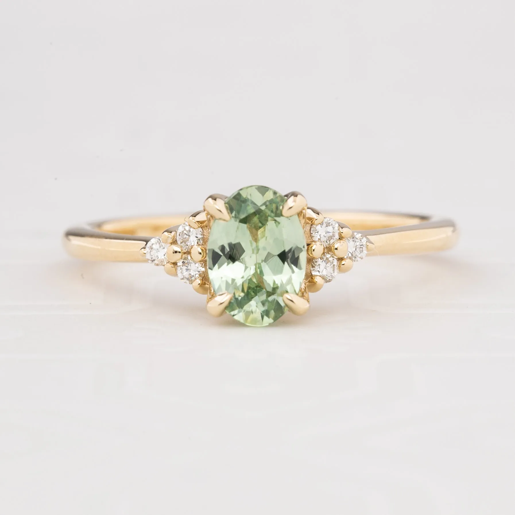 Teresa Ring 0.94ct Light Green Montana Sapphire, 14k Yellow Gold (One of a kind)