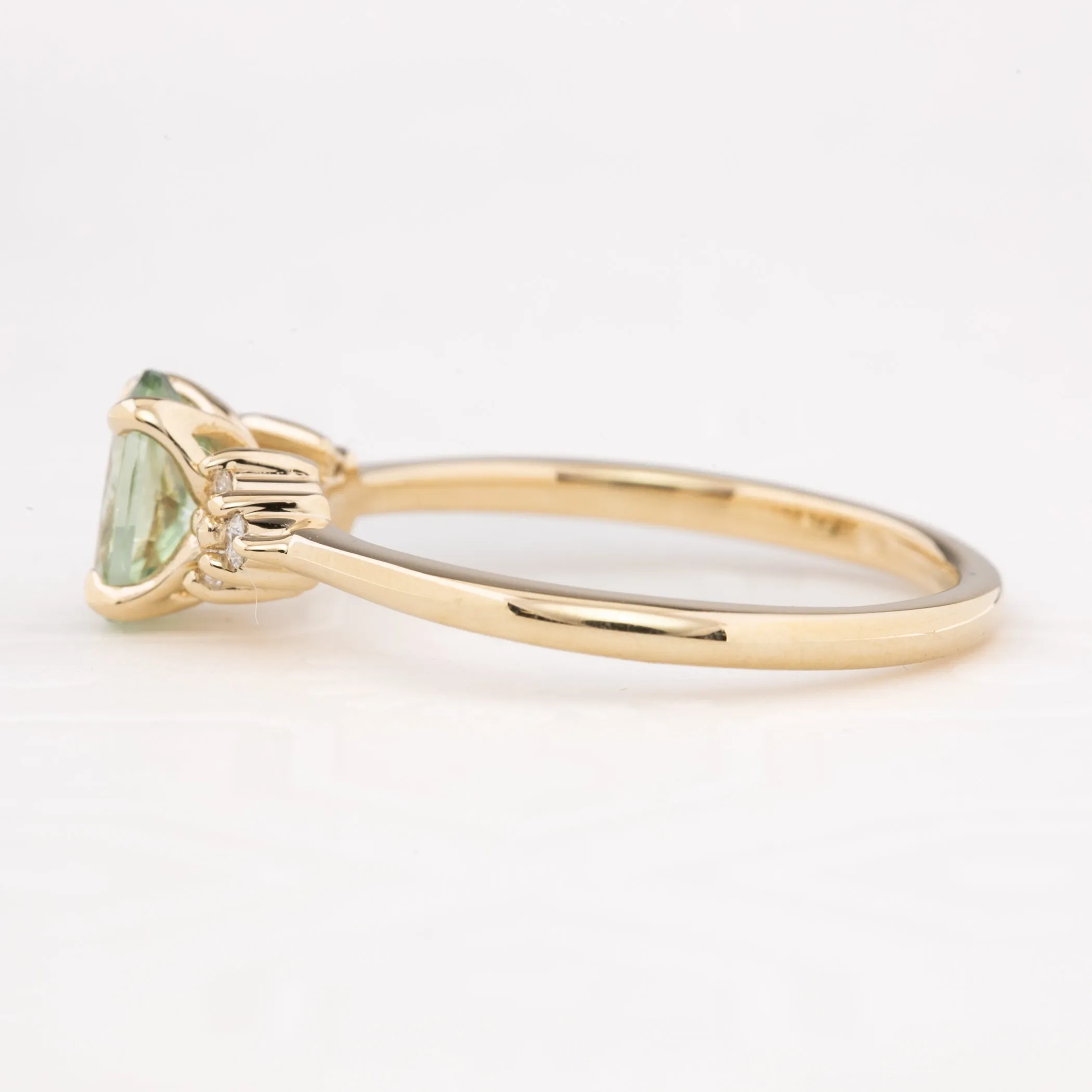 Teresa Ring 0.94ct Light Green Montana Sapphire, 14k Yellow Gold (One of a kind)