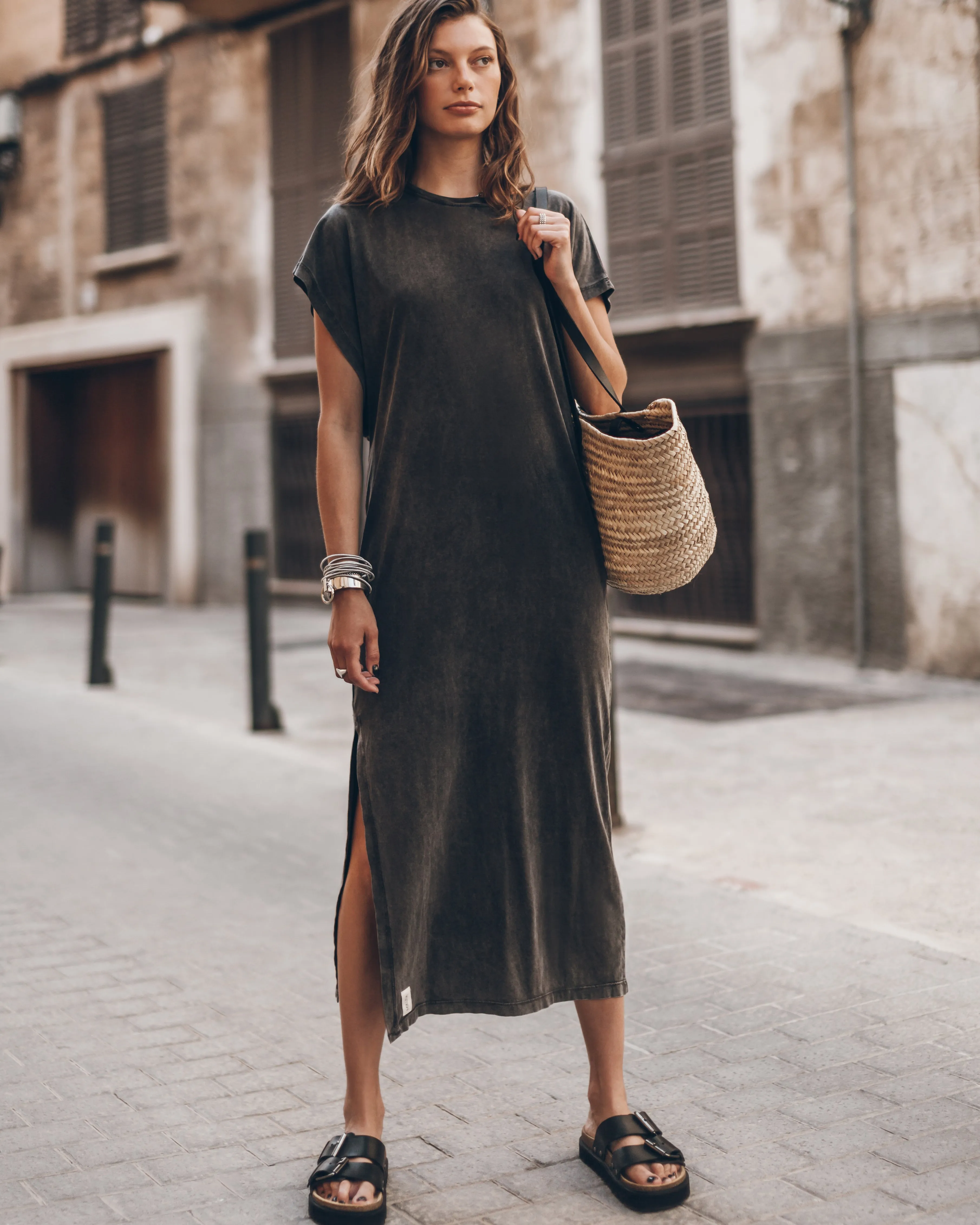 The Dark Faded Long Batwing Dress