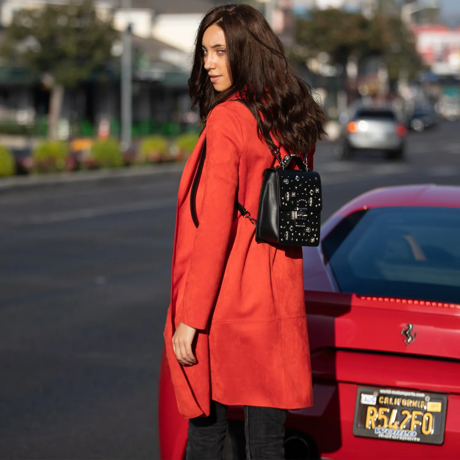 The Hollywood Leather Purse Backpack Black