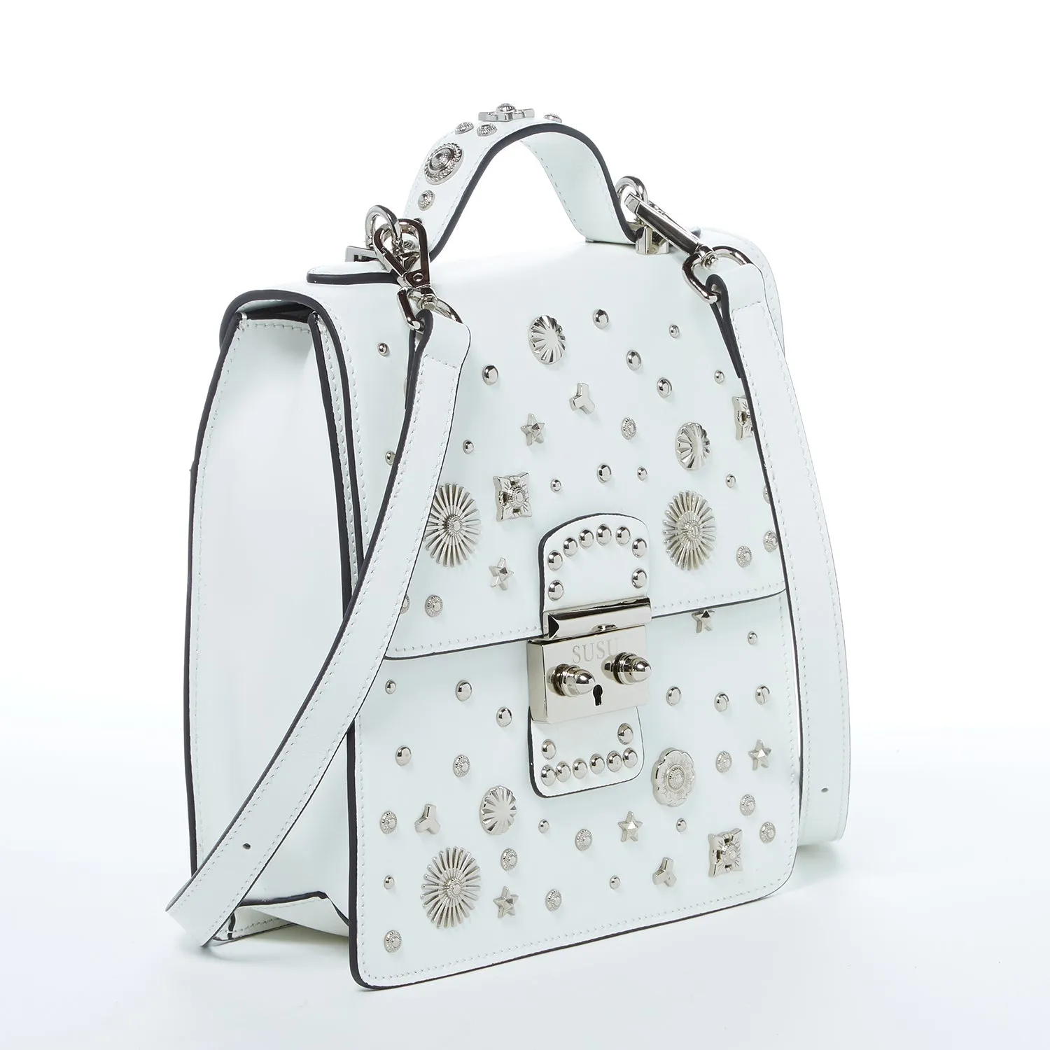 The Hollywood Leather Purse Backpack White