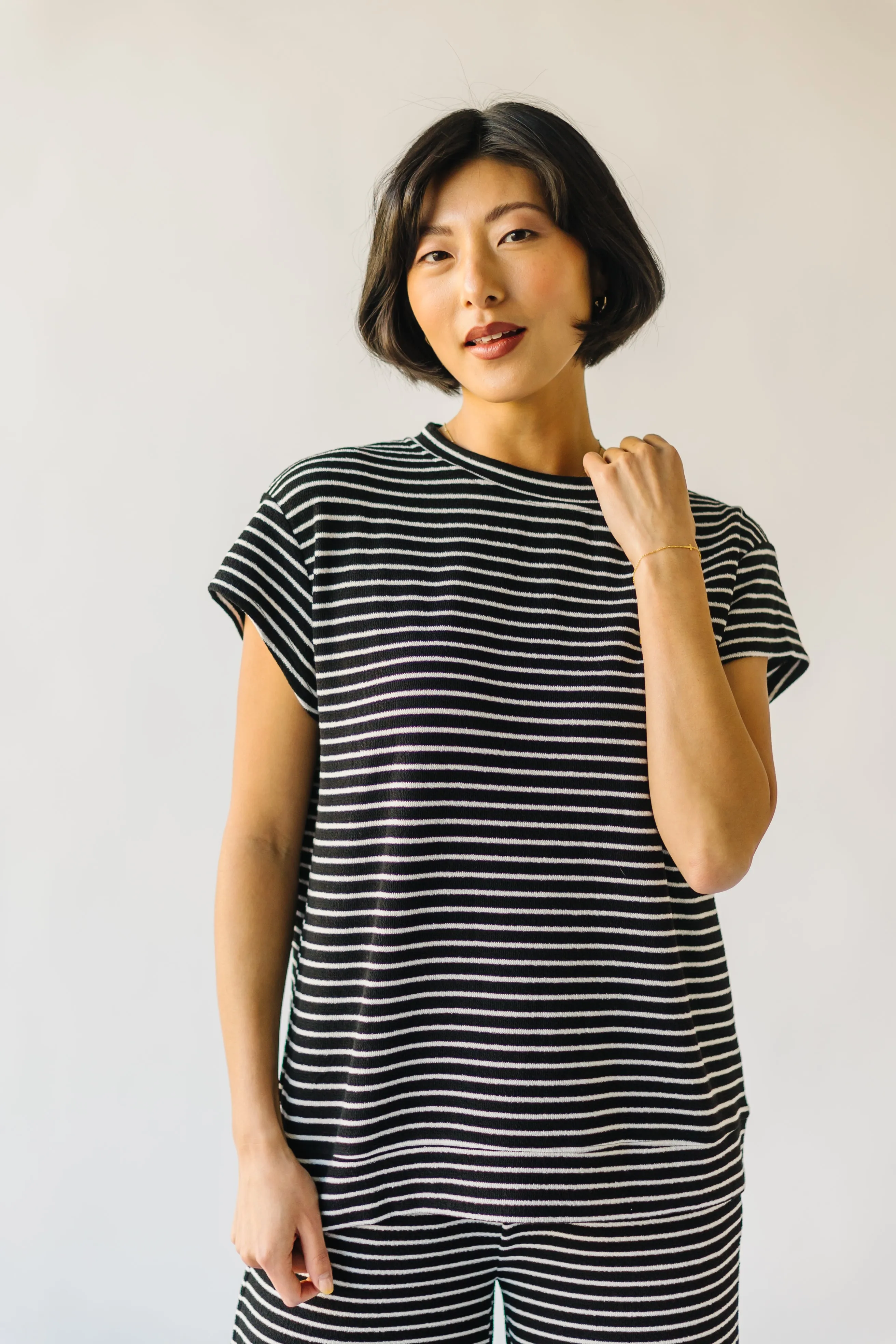 The Lenny Basic Top in Black Stripe