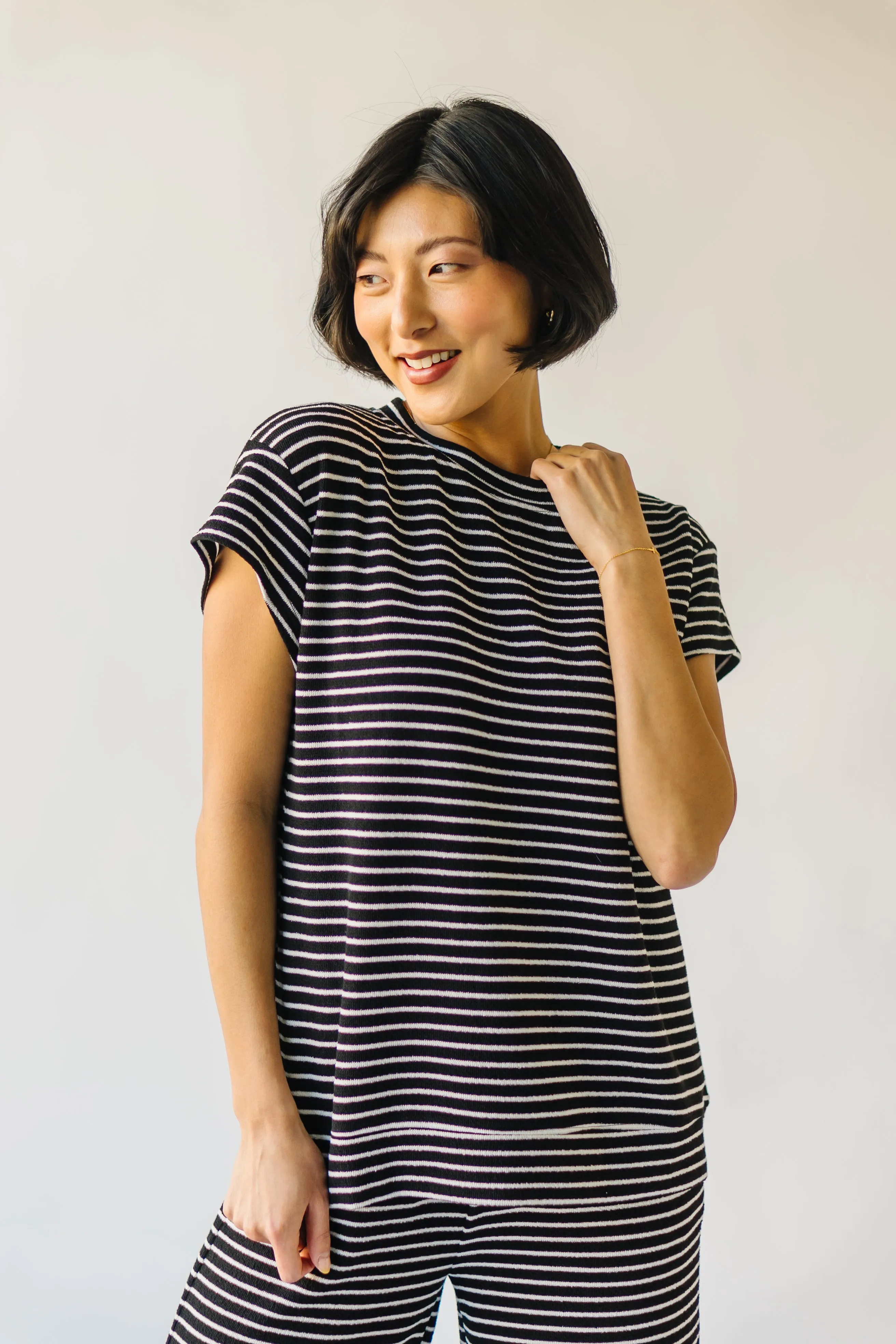 The Lenny Basic Top in Black Stripe