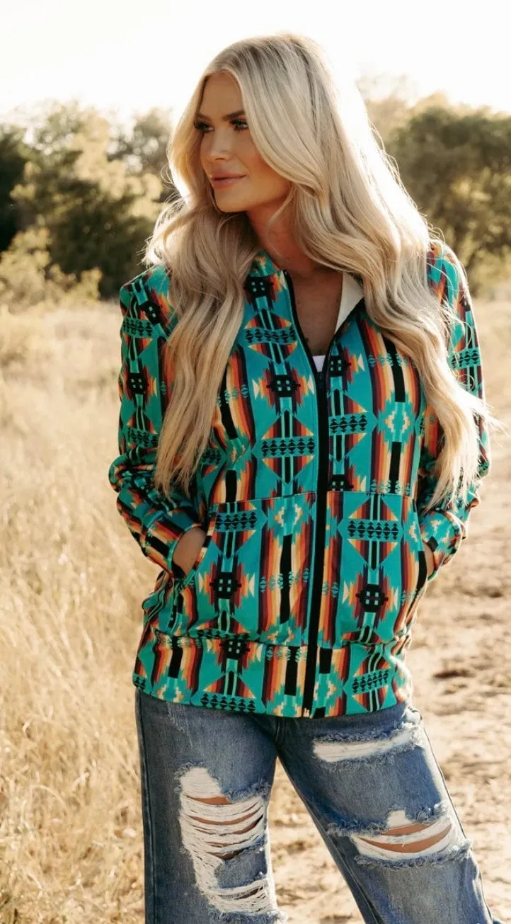 The West Of Laramie Aztec Zip Up Sweatshirt