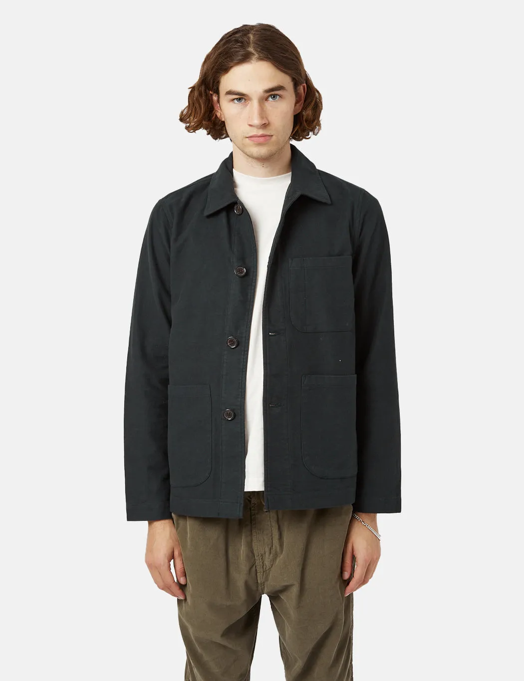 Universal Works Field Jacket (Moleskin) - Navy Blue