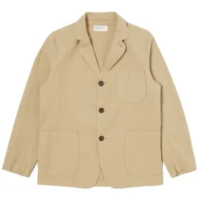 UNIVERSAL WORKS Three Button Jacket In Summer Oak Seersucker II