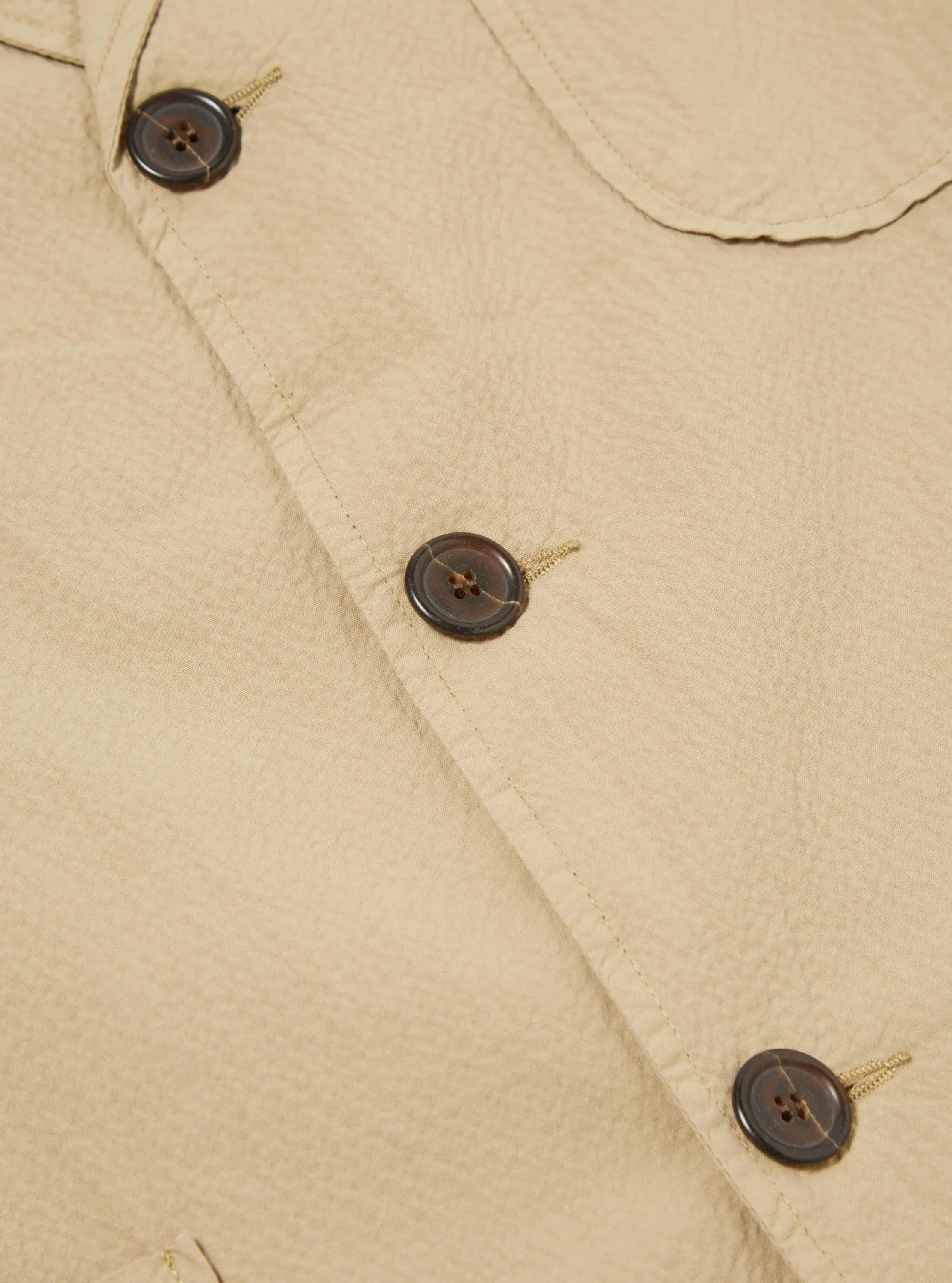 UNIVERSAL WORKS Three Button Jacket In Summer Oak Seersucker II