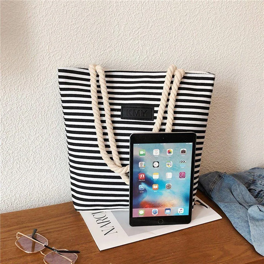 Vacation Mode Striped Beach Bag