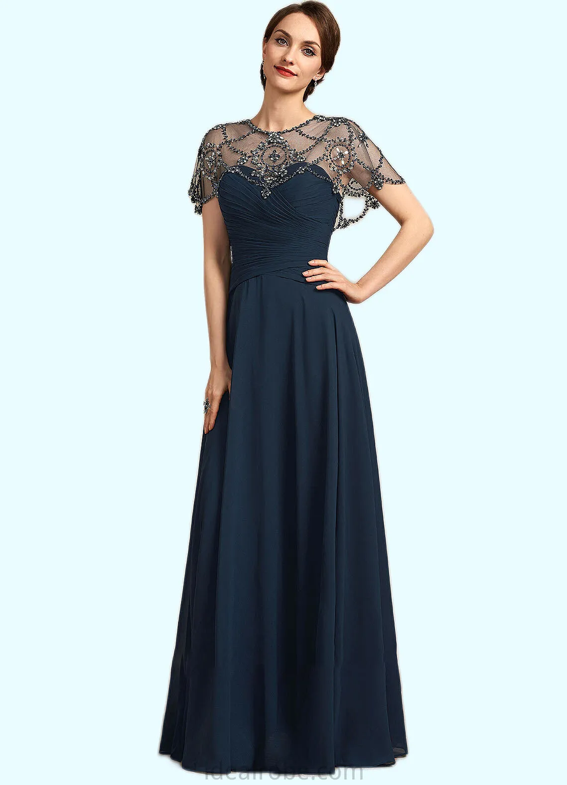 Viola A-Line Scoop Neck Floor-Length Chiffon Mother of the Bride Dress With Ruffle Beading Sequins STK126P0014711