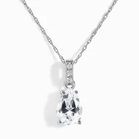 White Topaz Lab Diamond Necklace Sway - April Birthstone