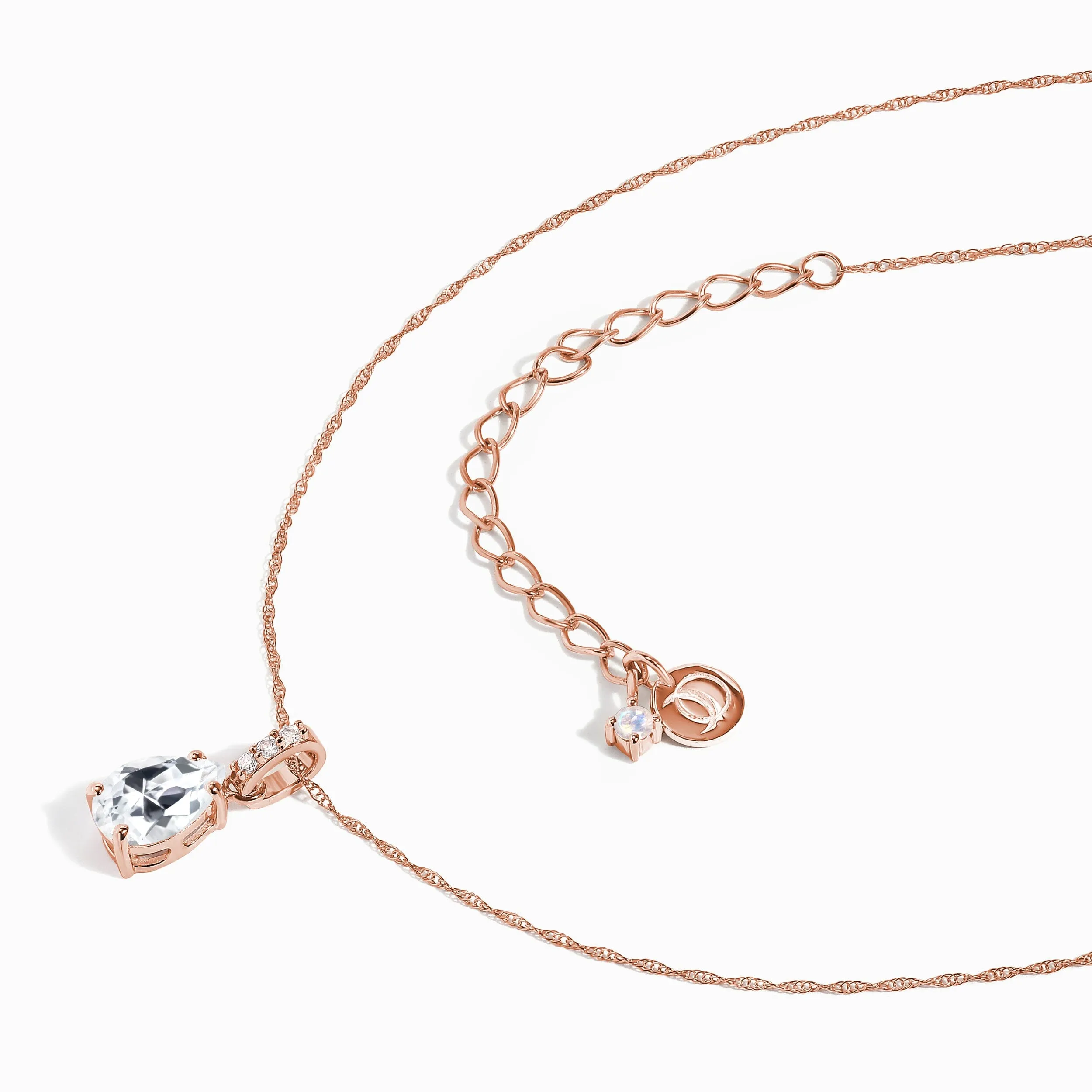 White Topaz Lab Diamond Necklace Sway - April Birthstone