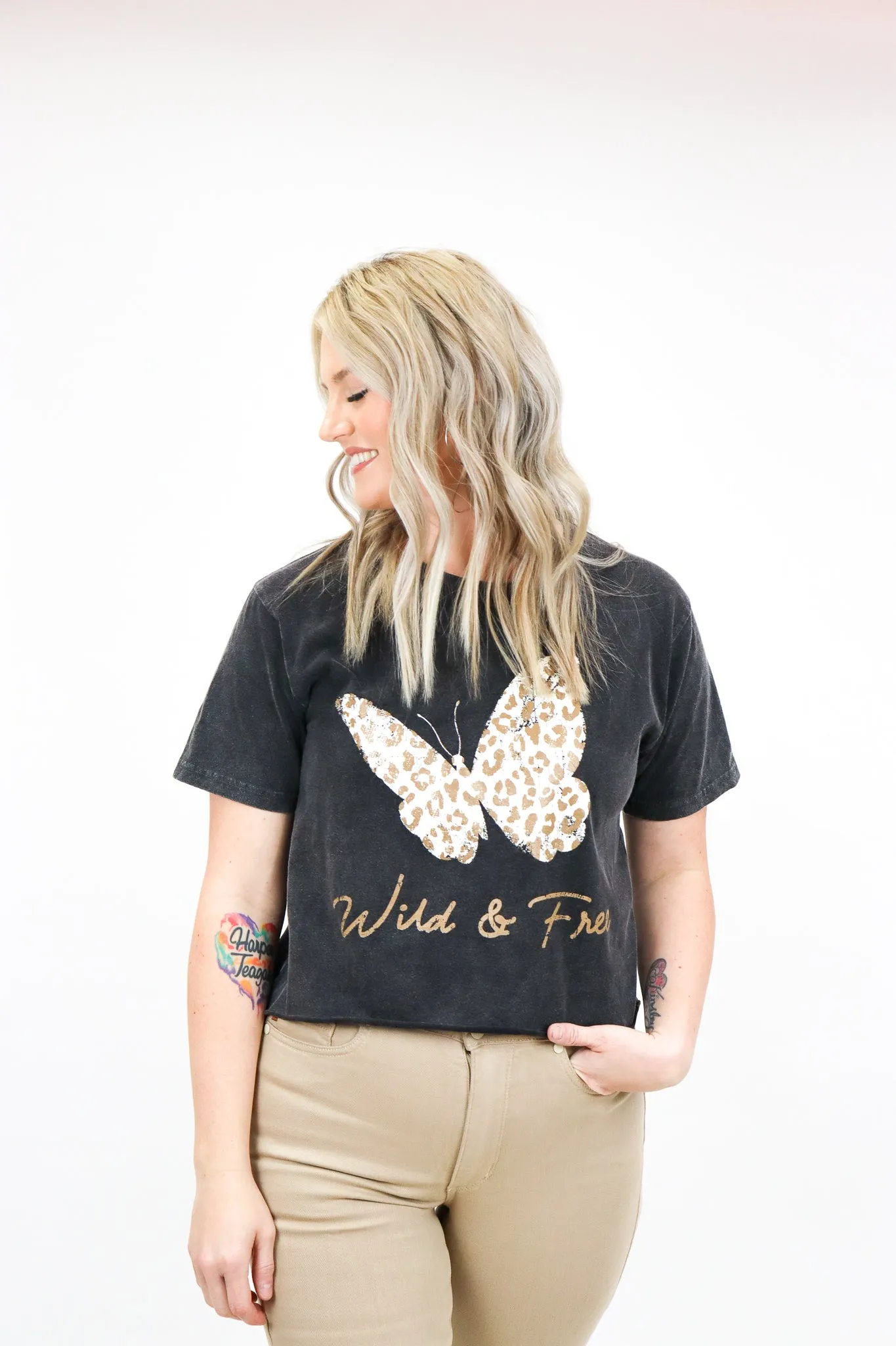 Wild & Free Butterfly Cropped Graphic Tee