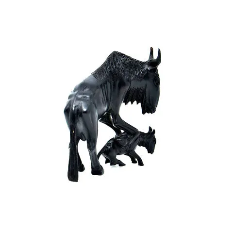 Wildebeest with Baby Sculpture 01