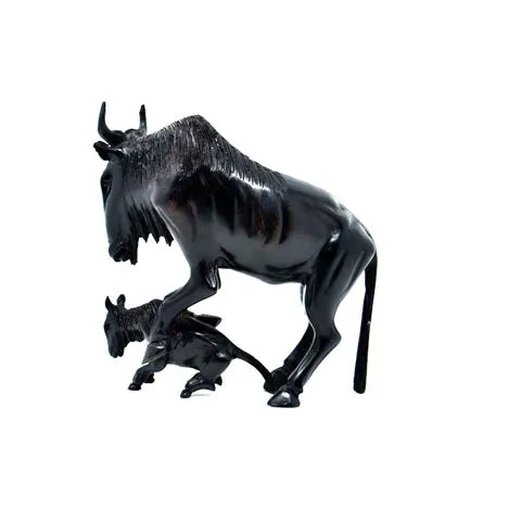 Wildebeest with Baby Sculpture 01