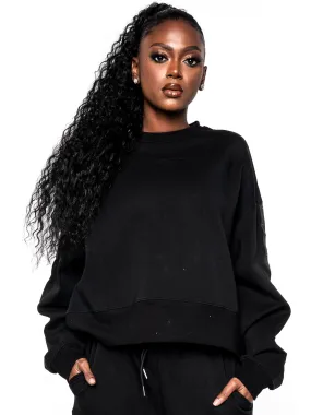 Women's Black Band Luxe Oversized Crewneck