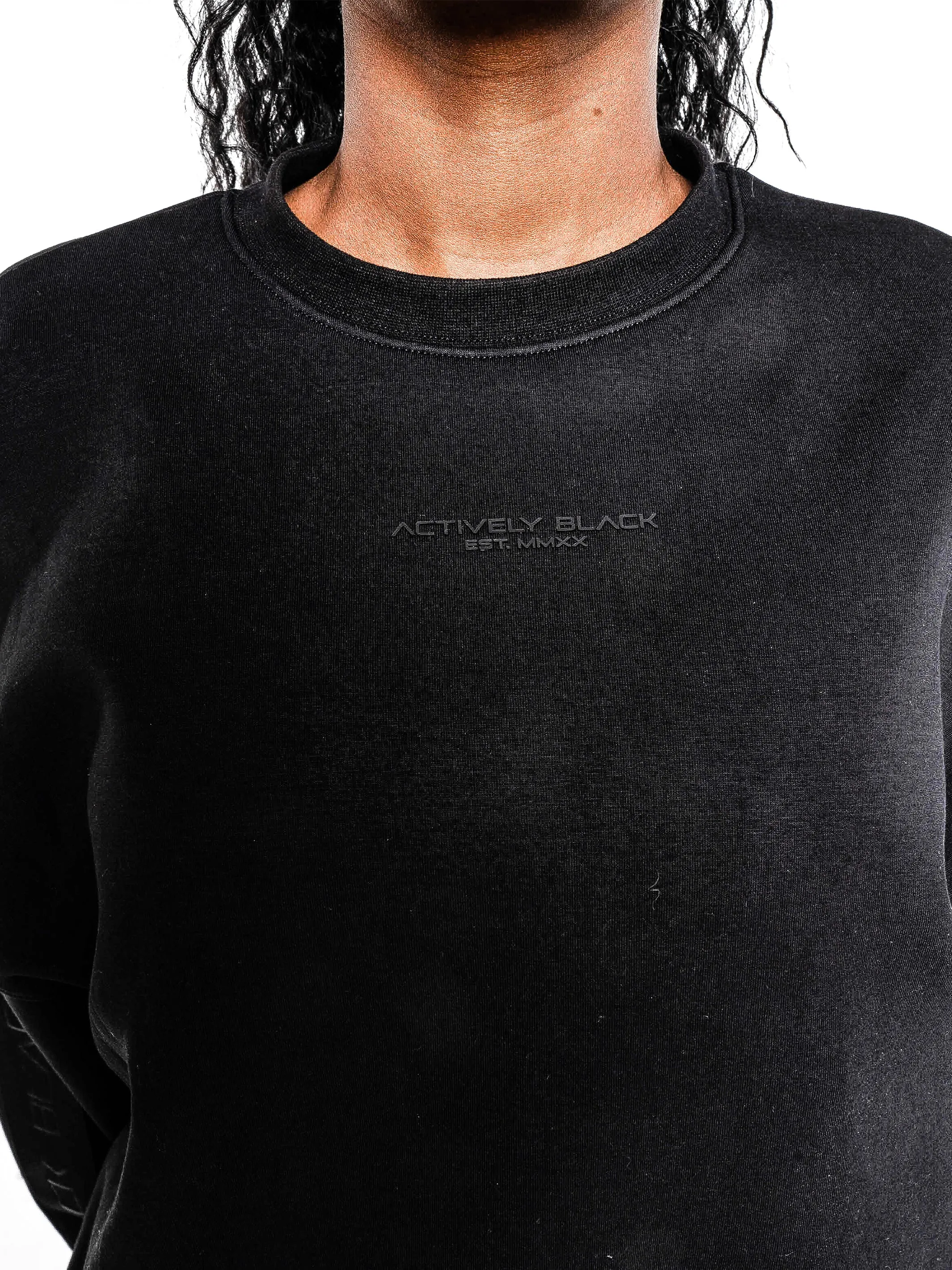 Women's Black Band Luxe Oversized Crewneck