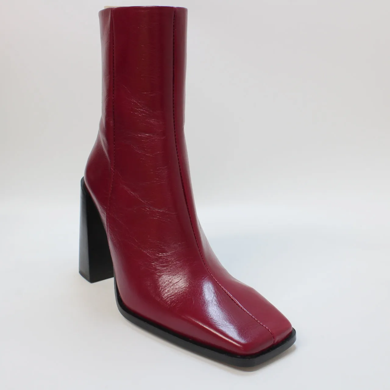 Womens Office Arlen Square Toe Ankle Boots Red Leather