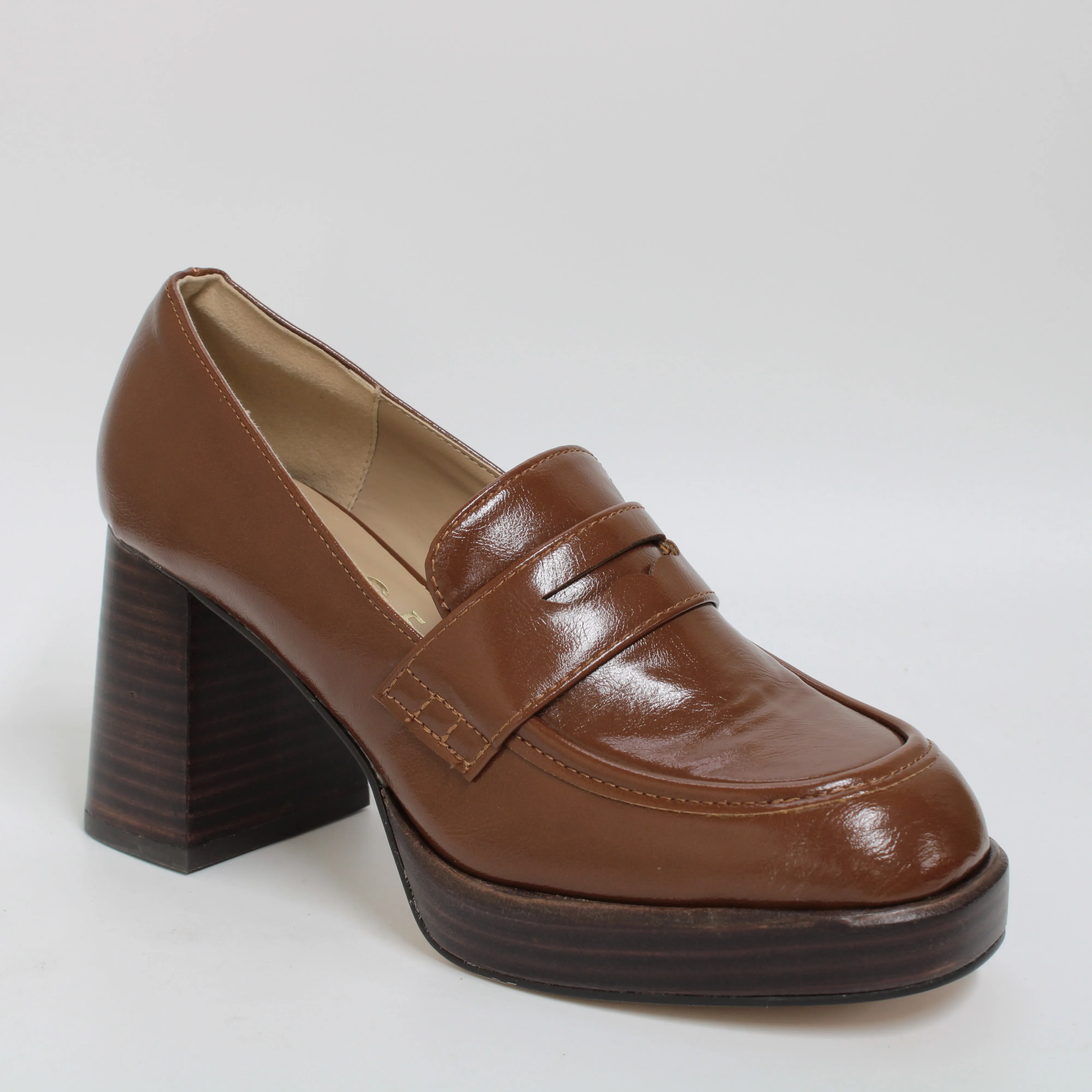 Womens Office Hennie Heeled Loafers Brown