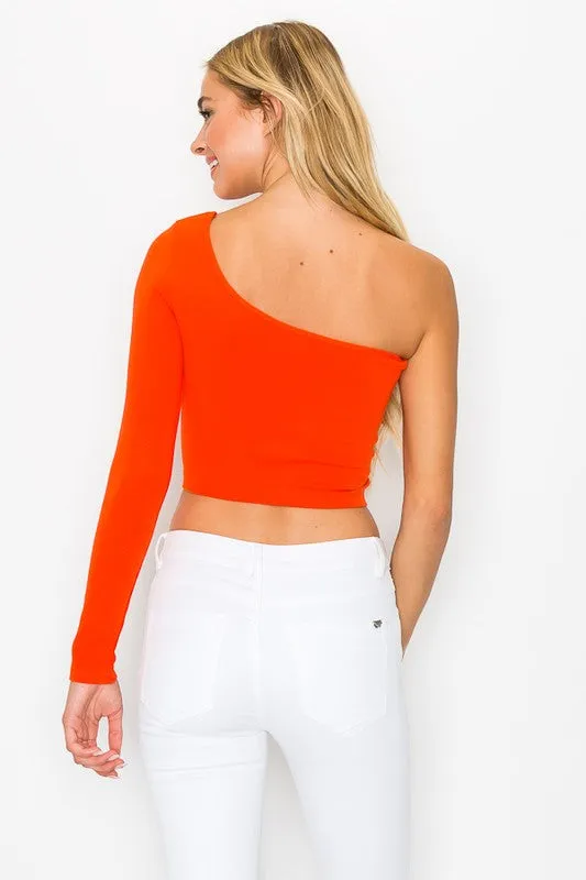 Women's Seamless One Shoulder Crop Top